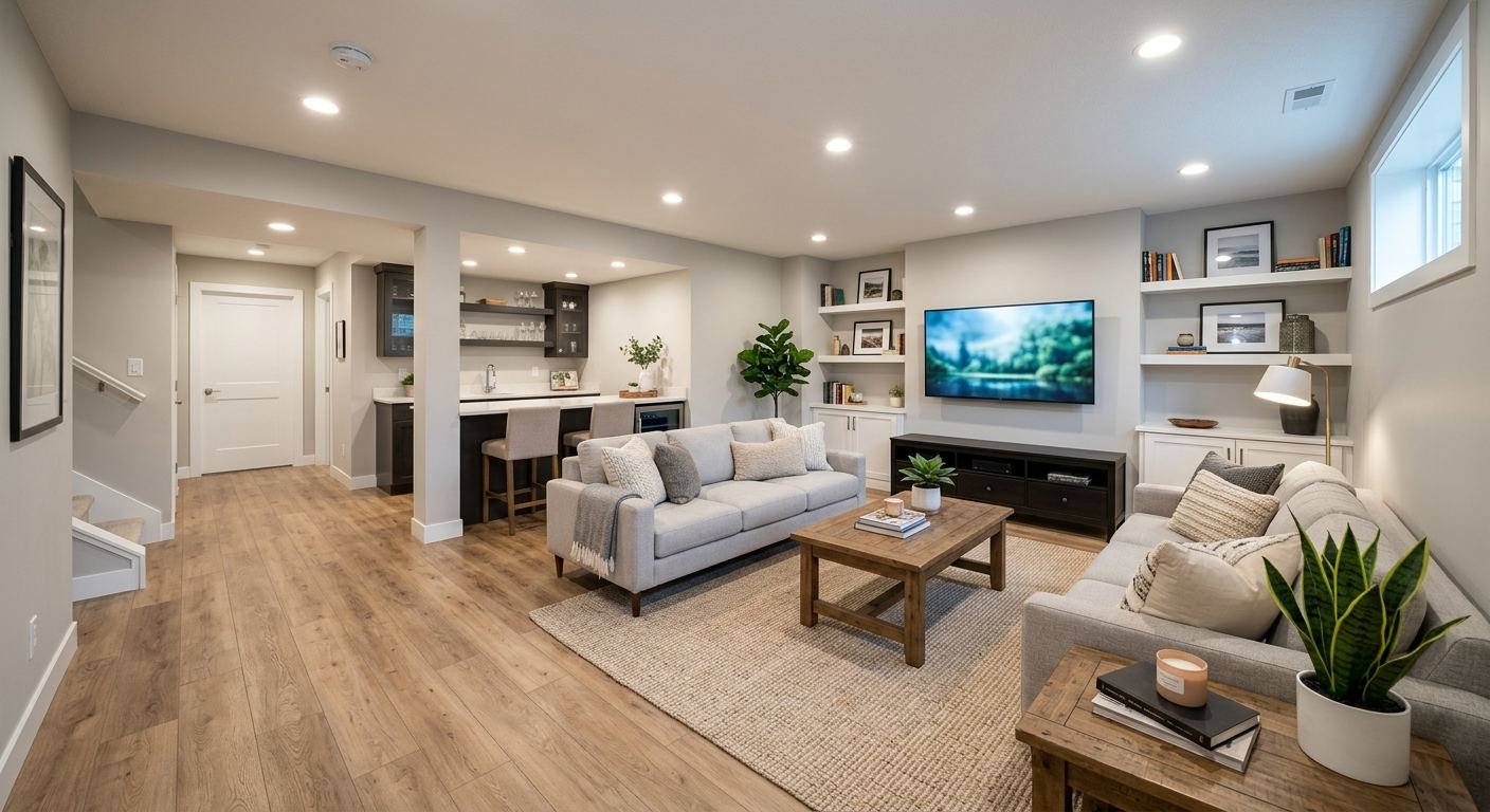 Finished basement in Smith Creek — open concept design
