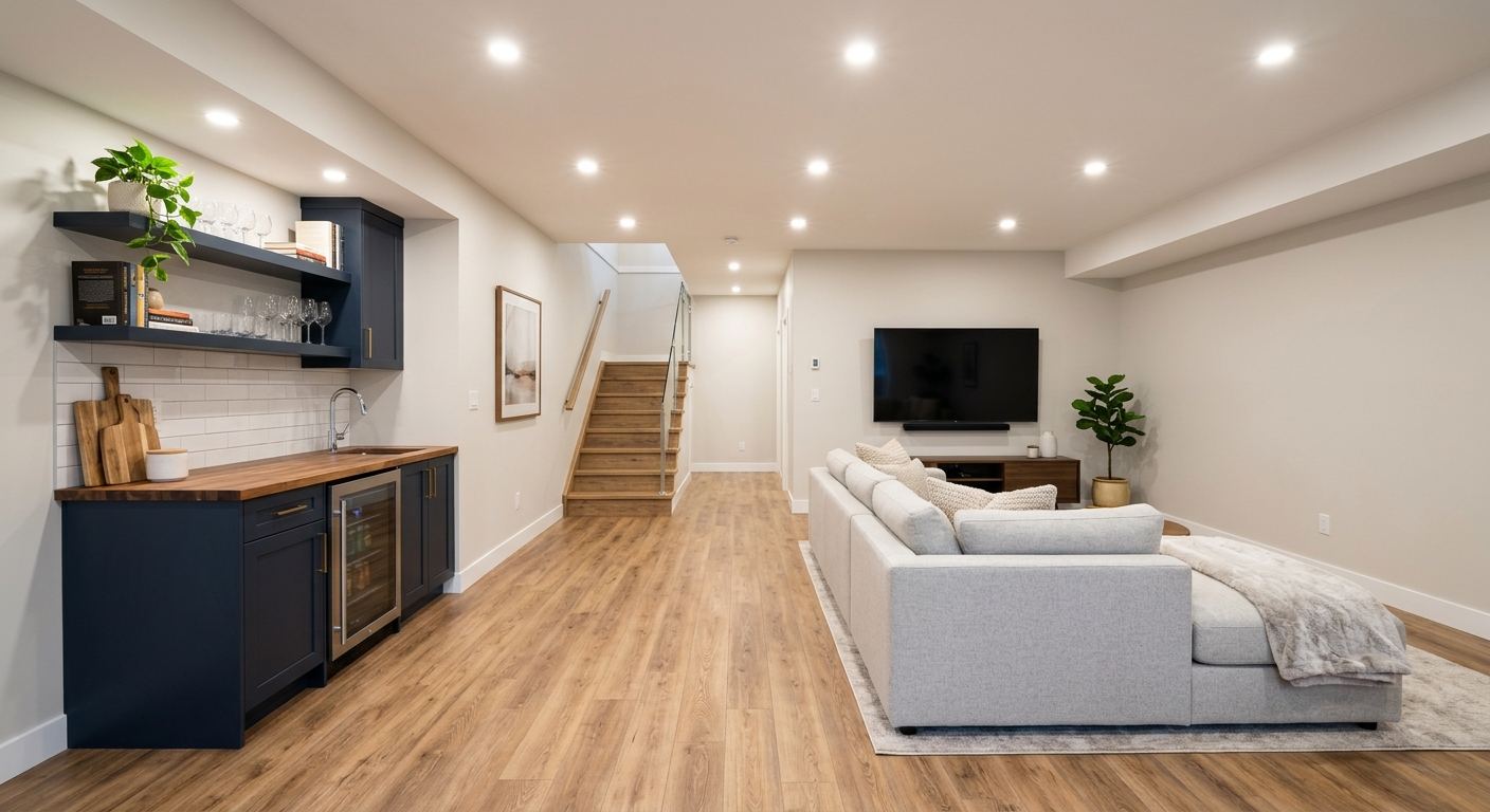 Basement renovation in Burquitlam, British Columbia