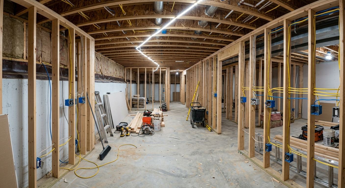 Finished basement in Hammond — open concept design