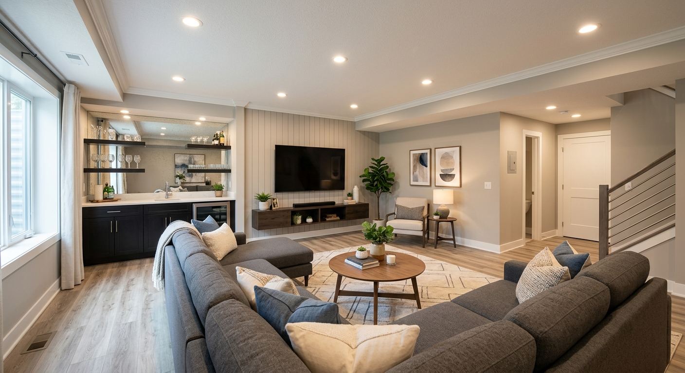Finished basement in Blueridge — open concept design
