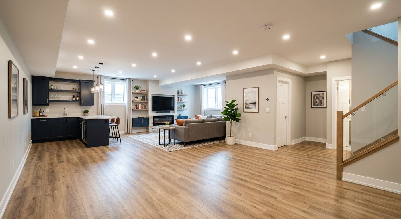 Finished basement in Vanderhoof — open concept design